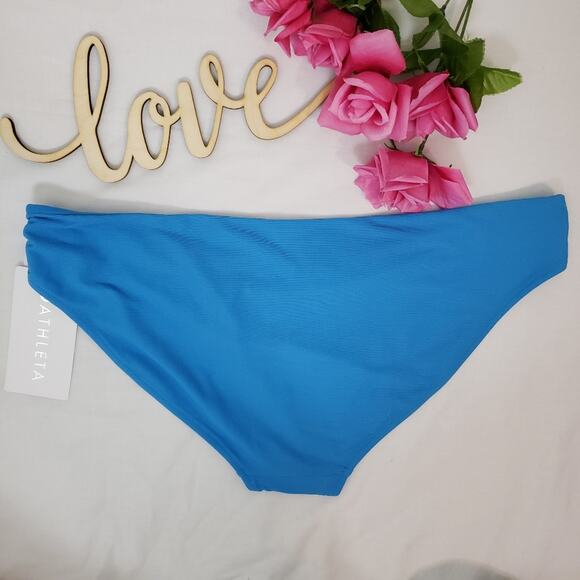 Athleta Ribbed Bikini Swim Bottoms Cloud Break Blue NWT Mid Rise Medium Coverage - Picture 6 of 8